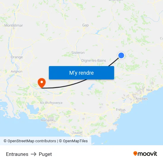 Entraunes to Puget map