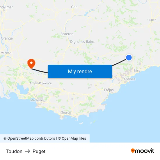 Toudon to Puget map