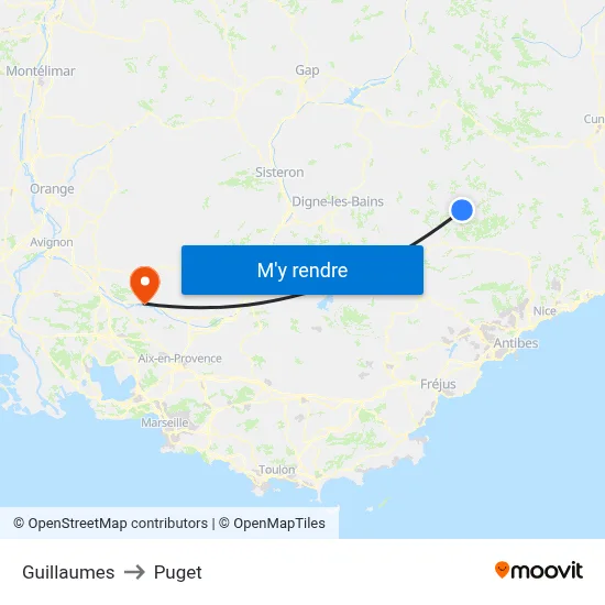 Guillaumes to Puget map