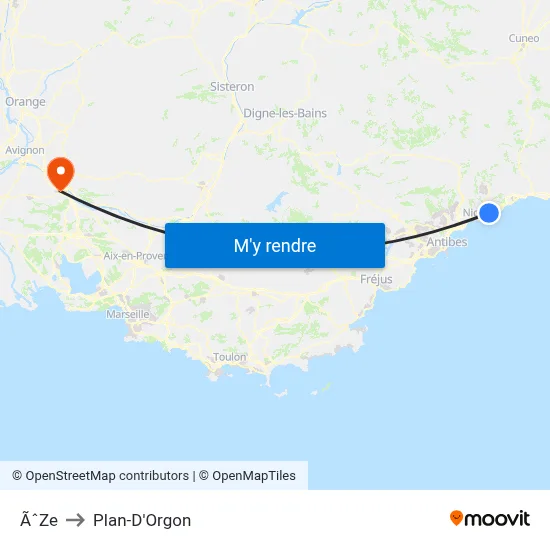 ÃˆZe to Plan-D'Orgon map