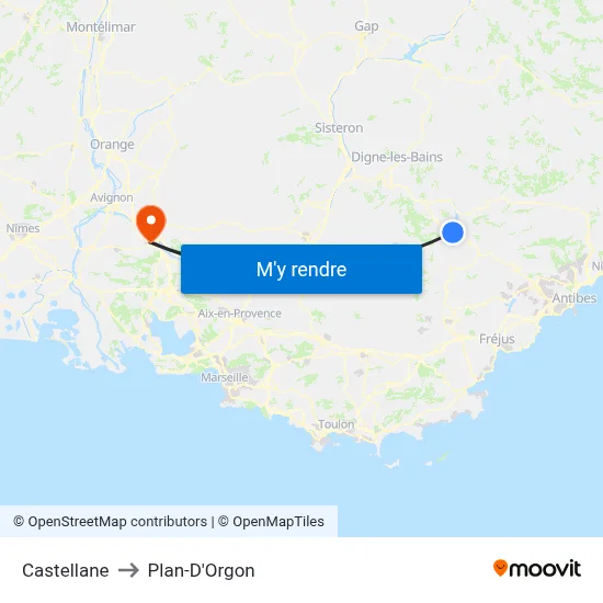 Castellane to Plan-D'Orgon map