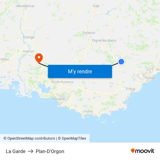 La Garde to Plan-D'Orgon map