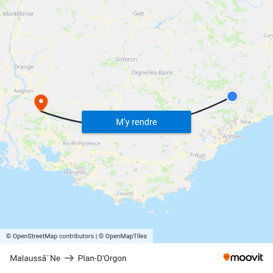 Malaussã¨Ne to Plan-D'Orgon map