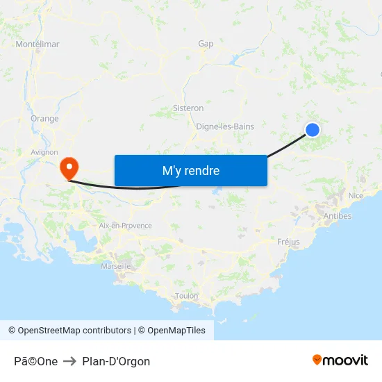 Pã©One to Plan-D'Orgon map