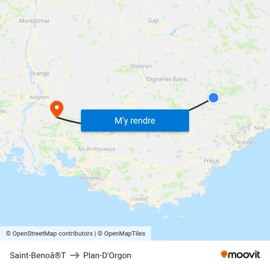 Saint-Benoã®T to Plan-D'Orgon map
