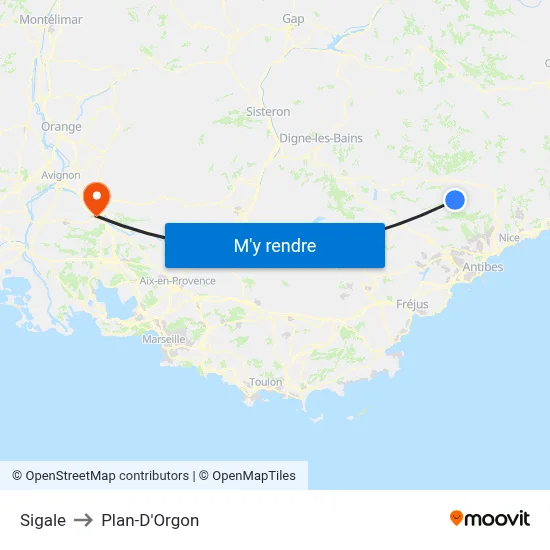Sigale to Plan-D'Orgon map