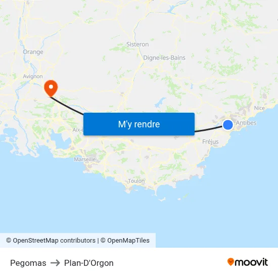 Pegomas to Plan-D'Orgon map