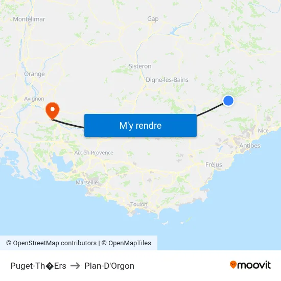 Puget-Th�Ers to Plan-D'Orgon map