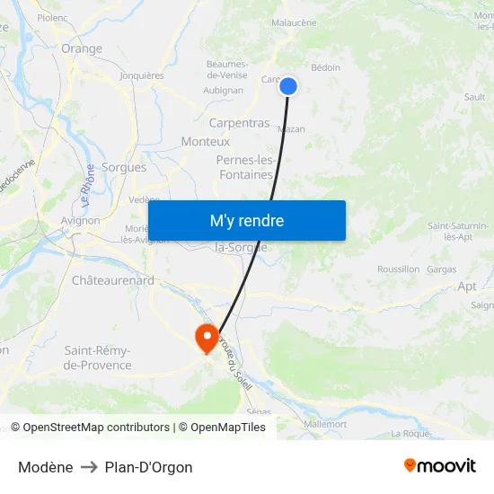 Modène to Plan-D'Orgon map