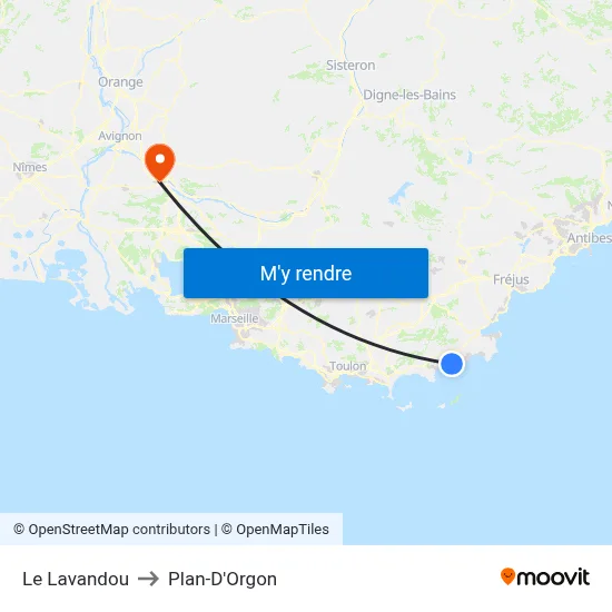 Le Lavandou to Plan-D'Orgon map