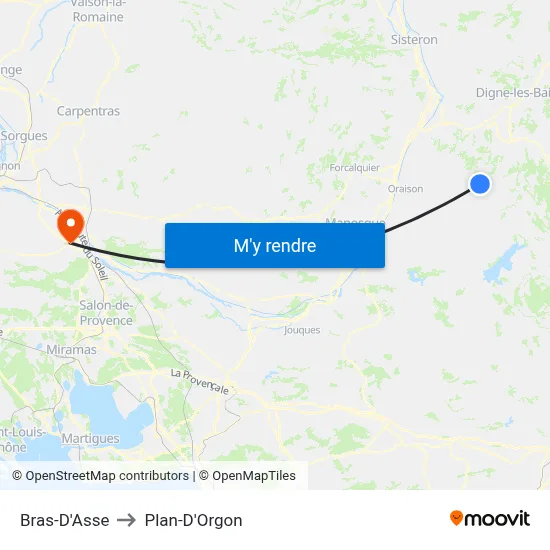 Bras-D'Asse to Plan-D'Orgon map