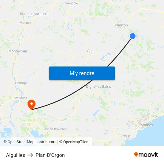 Aiguilles to Plan-D'Orgon map