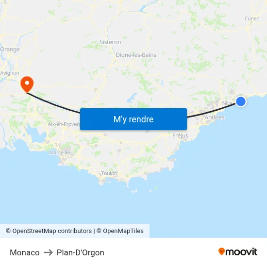 Monaco to Plan-D'Orgon map