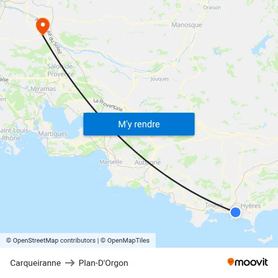 Carqueiranne to Plan-D'Orgon map