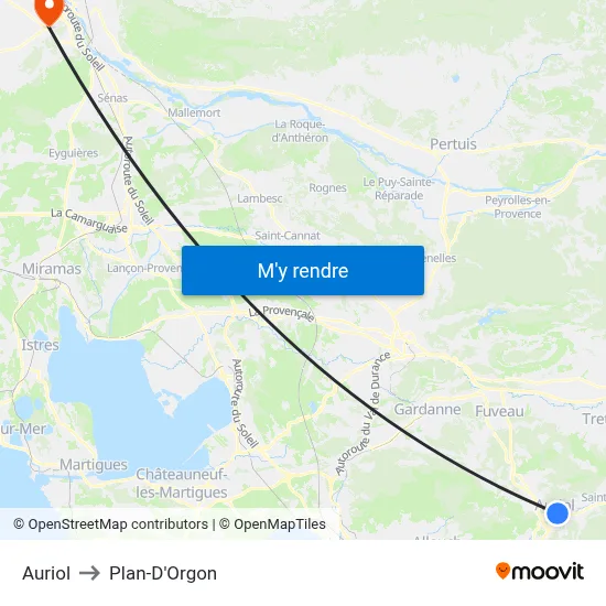 Auriol to Plan-D'Orgon map