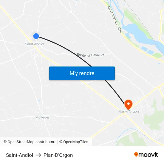 Saint-Andiol to Plan-D'Orgon map