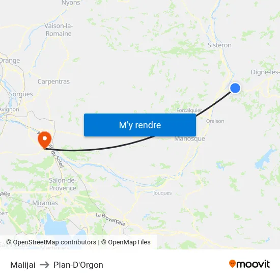 Malijai to Plan-D'Orgon map