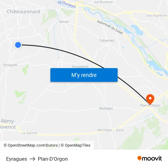 Eyragues to Plan-D'Orgon map