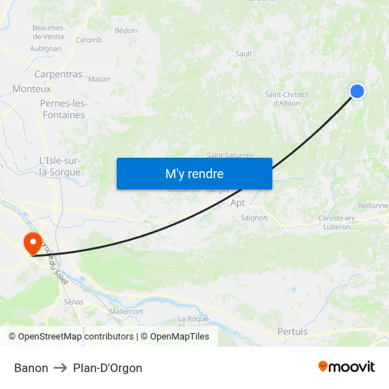 Banon to Plan-D'Orgon map