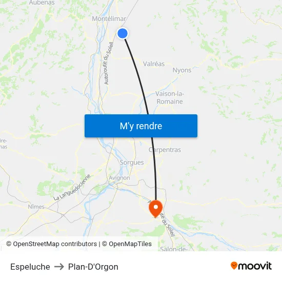 Espeluche to Plan-D'Orgon map