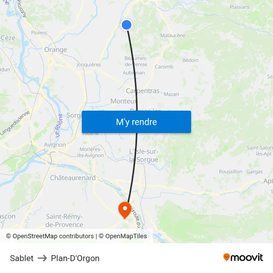 Sablet to Plan-D'Orgon map