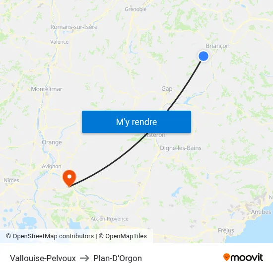 Vallouise-Pelvoux to Plan-D'Orgon map
