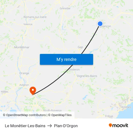 Le Monêtier-Les-Bains to Plan-D'Orgon map