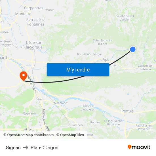 Gignac to Plan-D'Orgon map