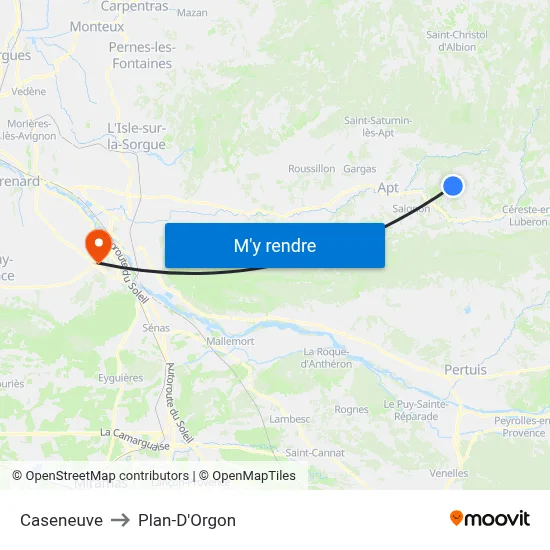 Caseneuve to Plan-D'Orgon map