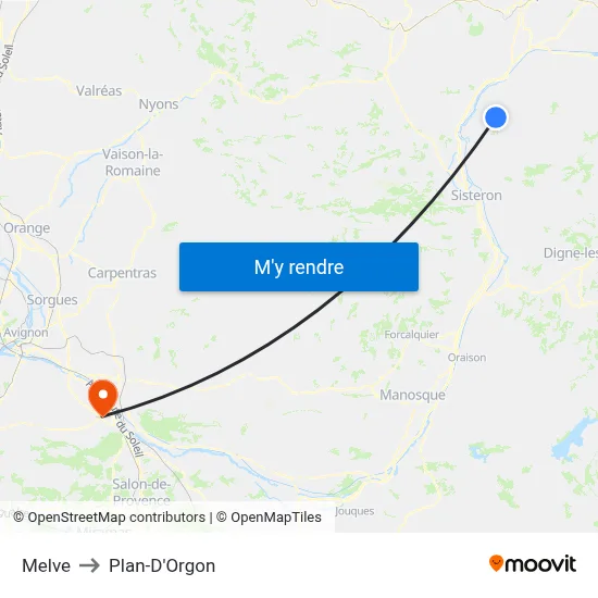 Melve to Plan-D'Orgon map