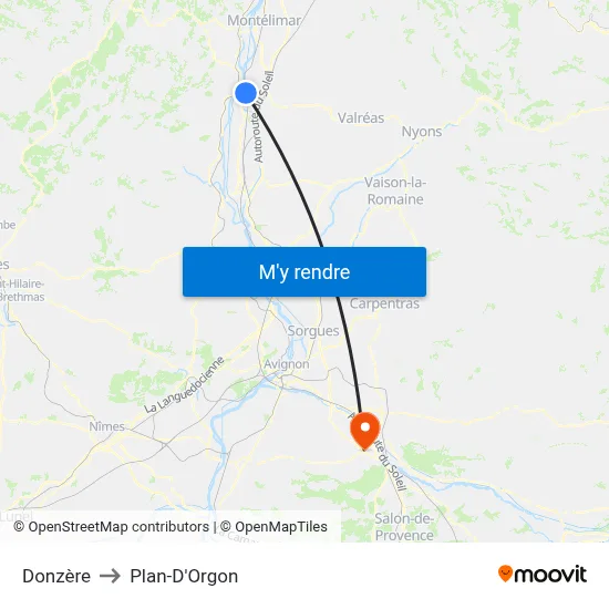 Donzère to Plan-D'Orgon map