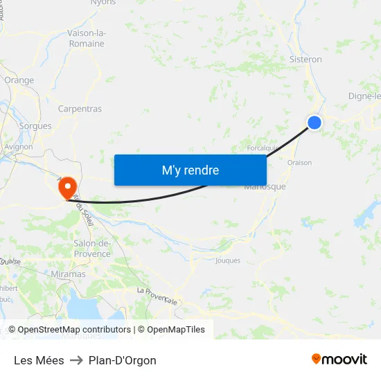 Les Mées to Plan-D'Orgon map