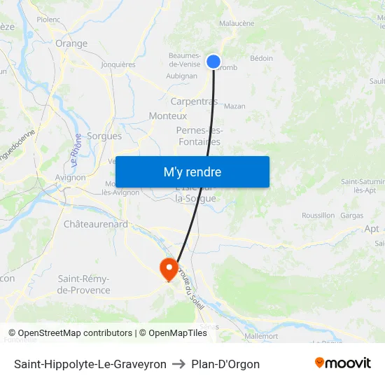 Saint-Hippolyte-Le-Graveyron to Plan-D'Orgon map