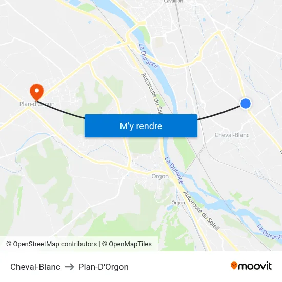 Cheval-Blanc to Plan-D'Orgon map