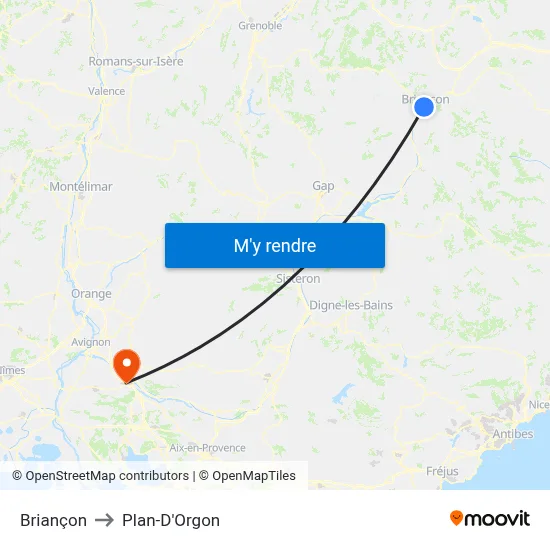 Briançon to Plan-D'Orgon map