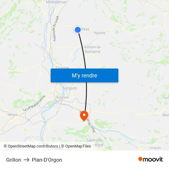 Grillon to Plan-D'Orgon map