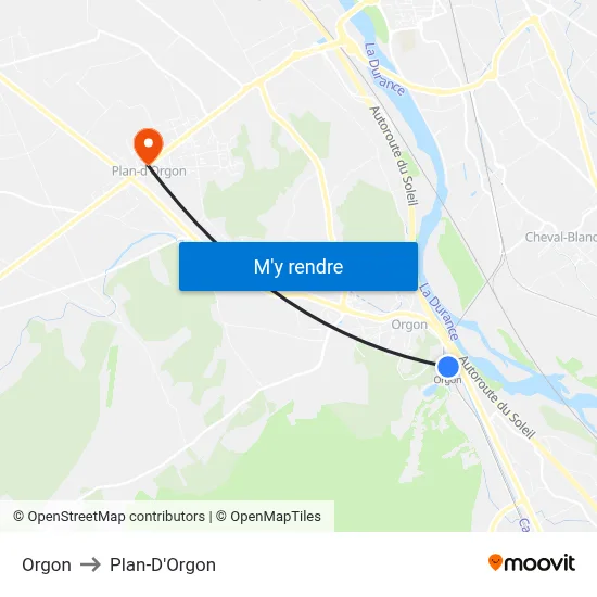 Orgon to Plan-D'Orgon map