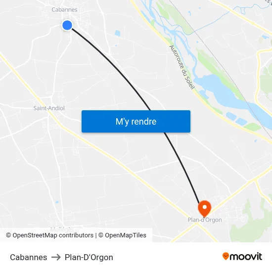 Cabannes to Plan-D'Orgon map