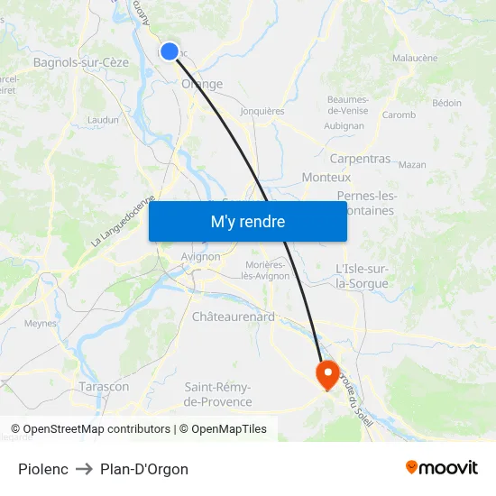 Piolenc to Plan-D'Orgon map