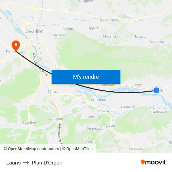 Lauris to Plan-D'Orgon map