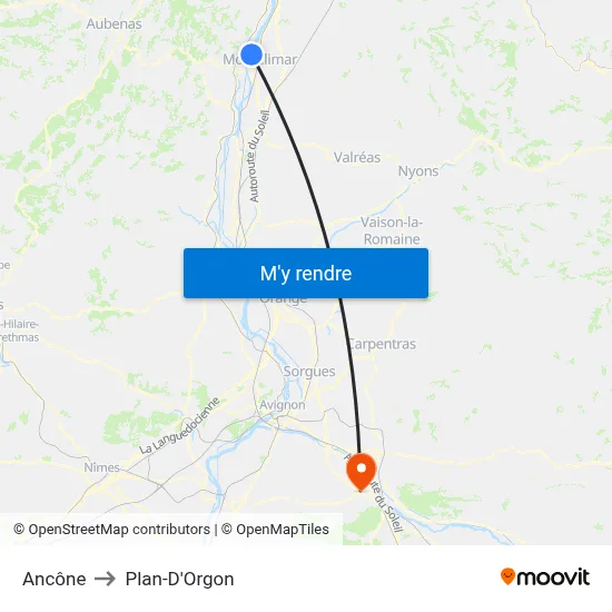 Ancône to Plan-D'Orgon map