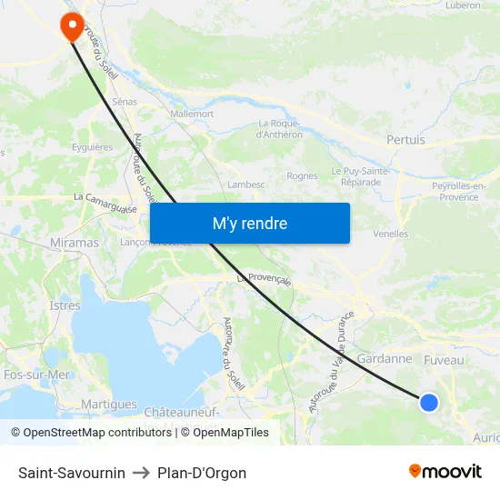 Saint-Savournin to Plan-D'Orgon map