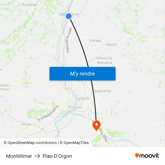 Montélimar to Plan-D'Orgon map