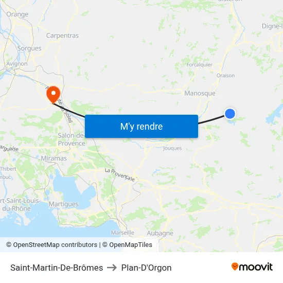 Saint-Martin-De-Brômes to Plan-D'Orgon map