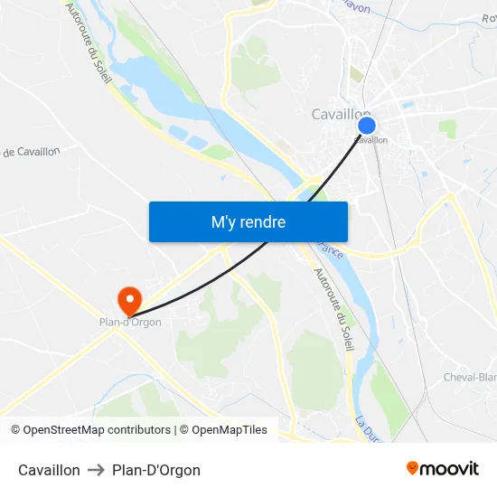 Cavaillon to Plan-D'Orgon map