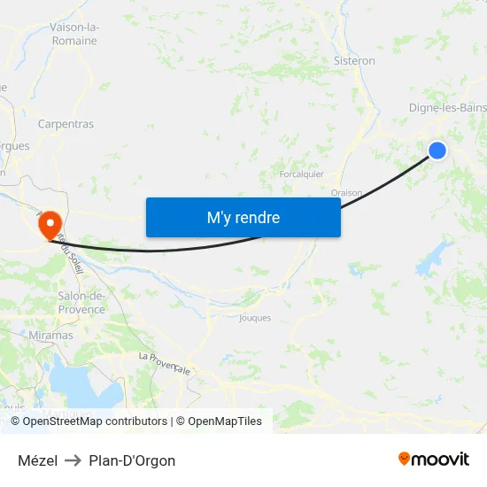 Mézel to Plan-D'Orgon map