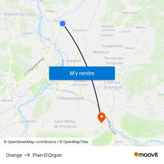 Orange to Plan-D'Orgon map