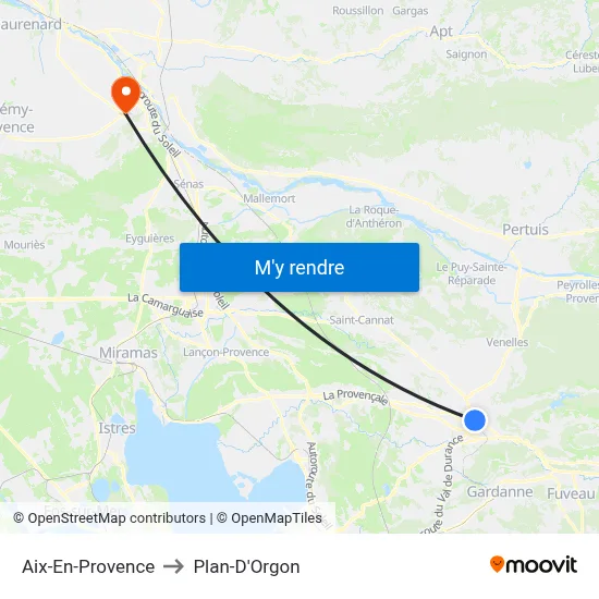 Aix-En-Provence to Plan-D'Orgon map