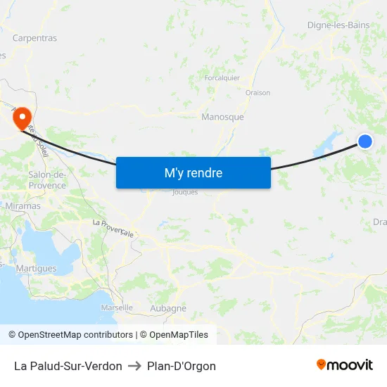 La Palud-Sur-Verdon to Plan-D'Orgon map