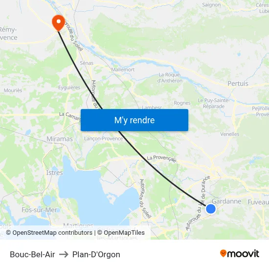 Bouc-Bel-Air to Plan-D'Orgon map